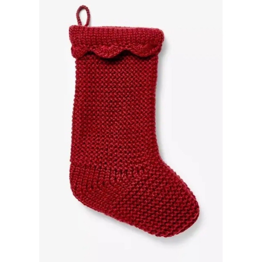 Knit Stocking with Scallop Trim Cream - Threshold designed with Studio McGee RED